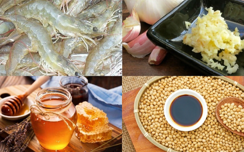 Nguyên liệu nấu tôm rim mật ong