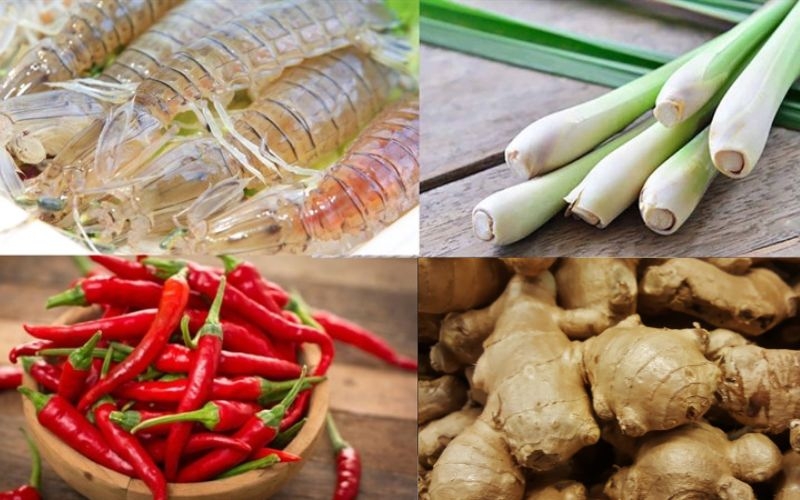 Nguyên liệu làm tôm tít hấp sả