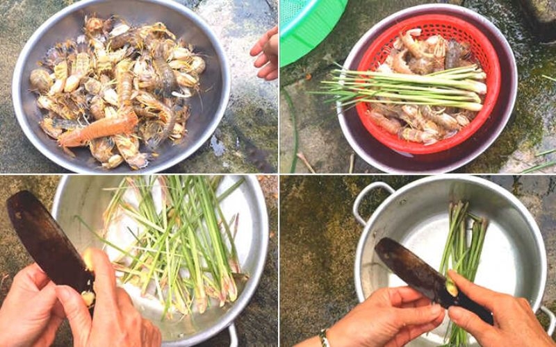 Sơ chế nguyên liệu làm tôm tít hấp sả