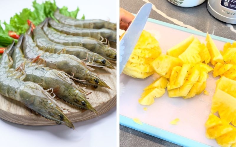 Sơ chế nguyên liệu làm tôm xào dứa