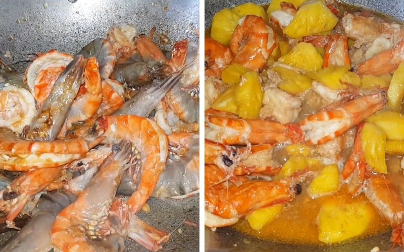 Xào tôm và dứa