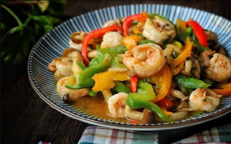 tôm xào ớt chuông 7