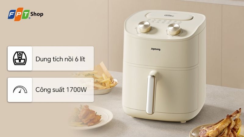 Nồi chi&ecirc;n kh&ocirc;ng dầu hơi nước Joyoung 6 l&iacute;t JAF-612