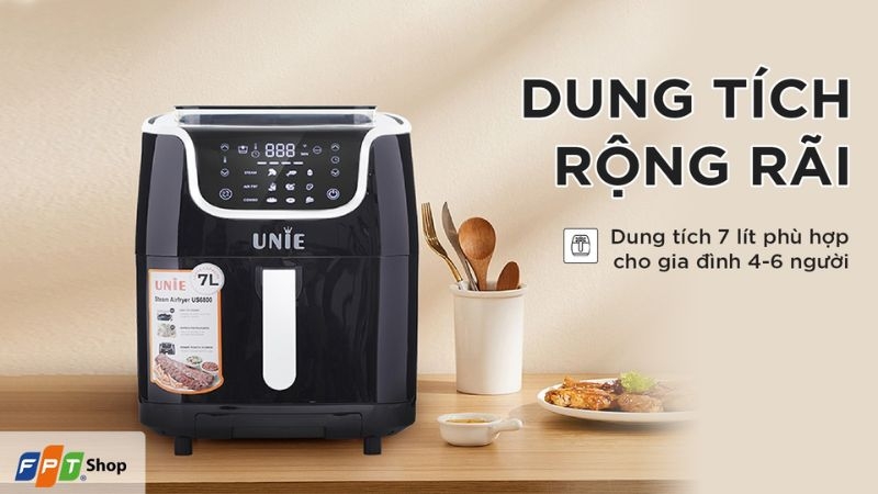 Nồi chi&ecirc;n kh&ocirc;ng dầu hơi nước Unie 7 l&iacute;t Steam US6800
