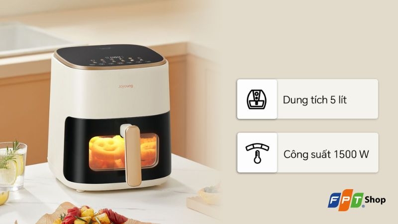 Nồi chi&ecirc;n kh&ocirc;ng dầu hơi nước Joyoung 5 l&iacute;t JAF-566