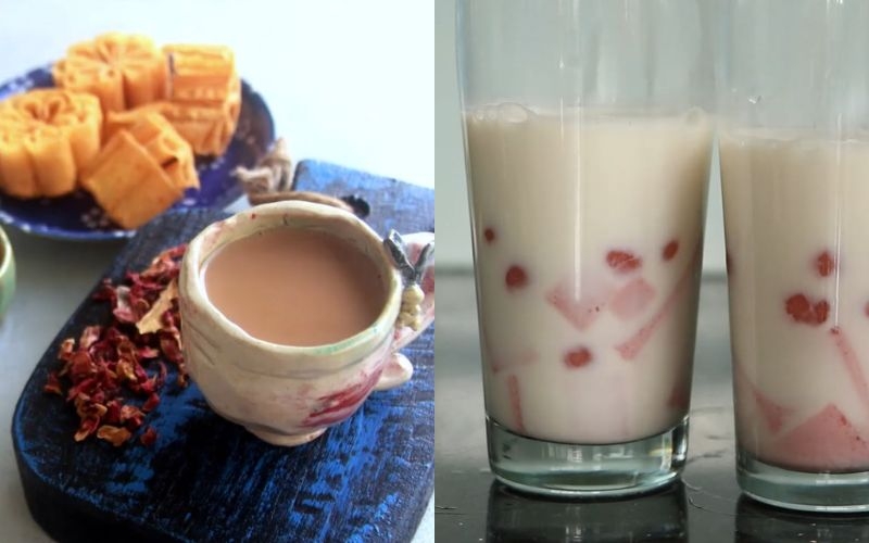 Hoàn tất trà sữa hoa hồng