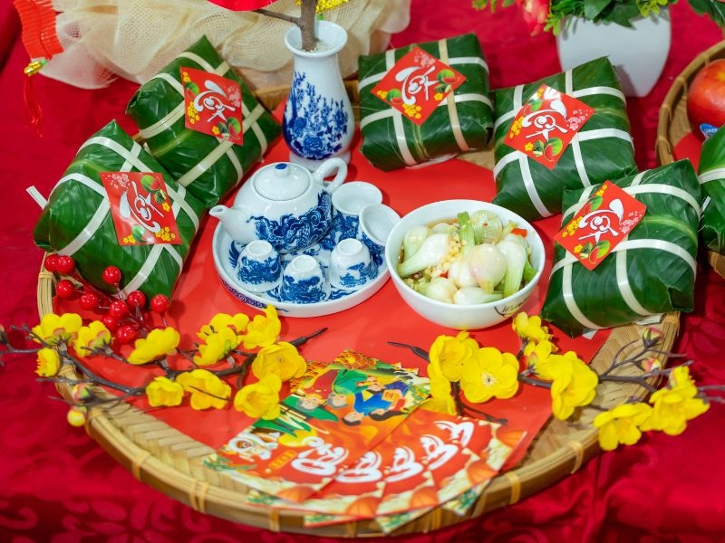 trang trí mâm bánh chưng 6