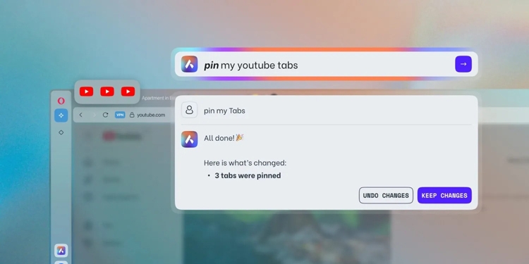 Trình duyệt Opera One cập nhật AI, cho phép quản lý tab thông minh