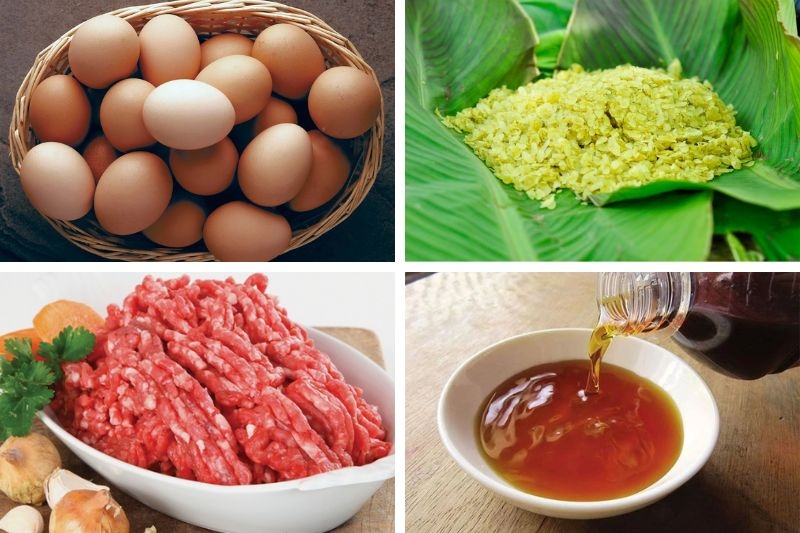 Trứng chiên cốm xanh với thịt ảnh 1