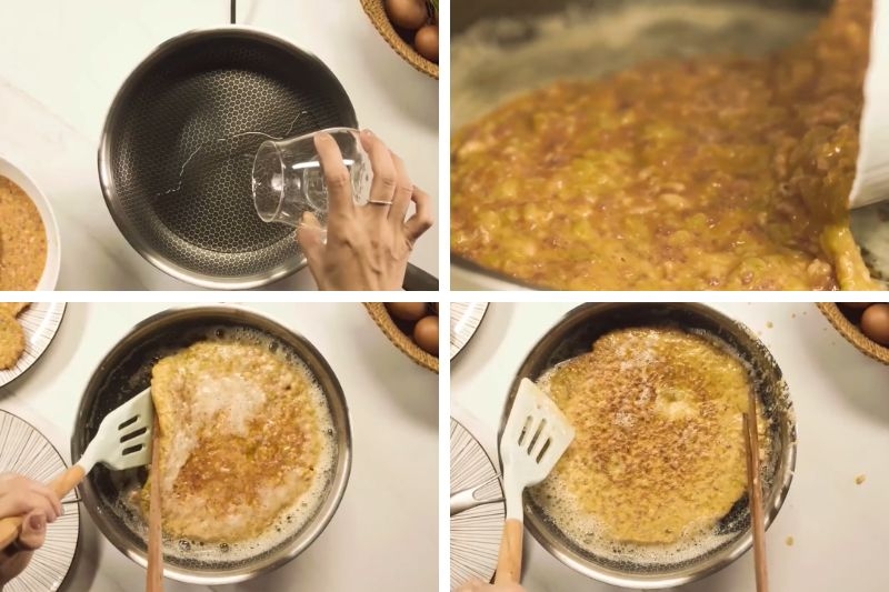 Trứng chiên cốm xanh với thịt ảnh 4