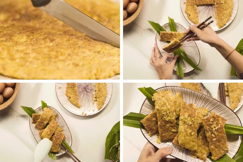 Trứng chiên cốm xanh với thịt ảnh 5