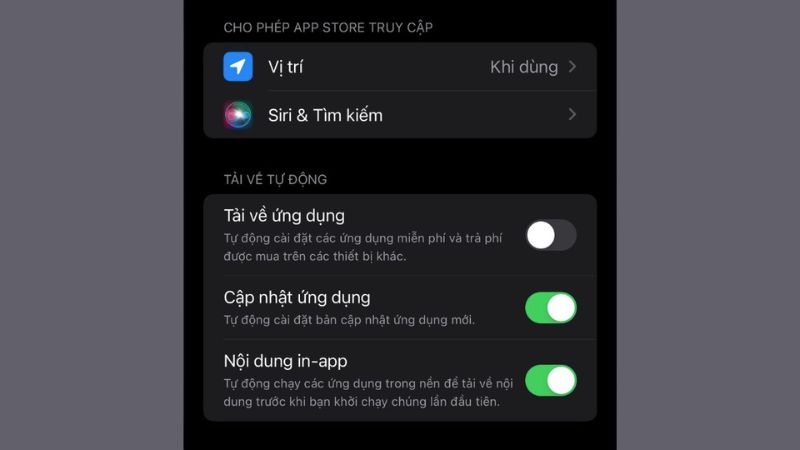 Tắt tự động cập nhật ứng dụng