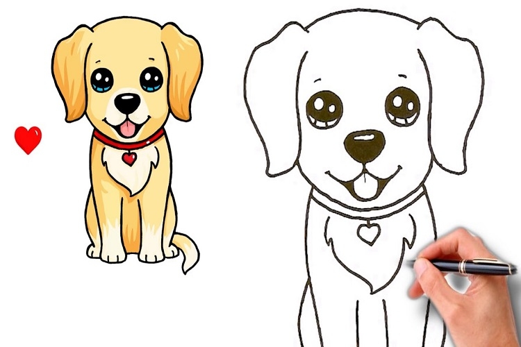cách vẽ con chó 10