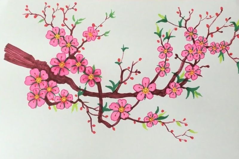Vẽ hoa anh đào ảnh 22