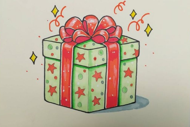 vẽ hộp quà noel 7