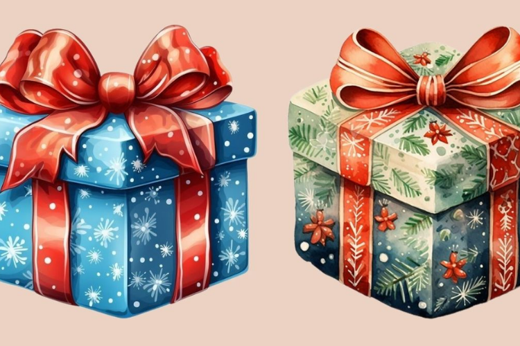 vẽ hộp quà noel 5