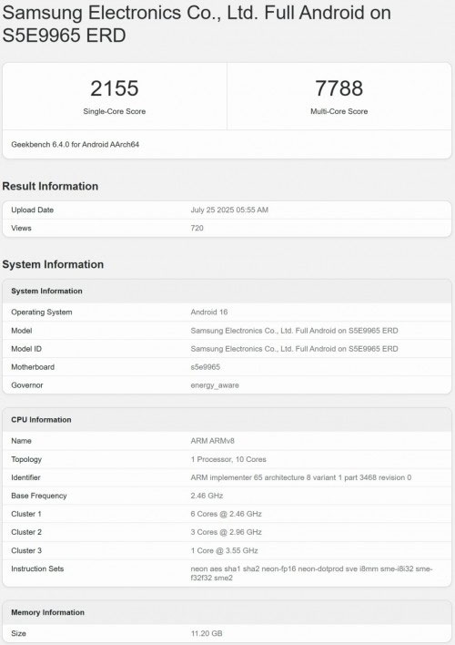 Vi xử lý Exynos 2600 của Samsung xuất hiện trên Geekbench