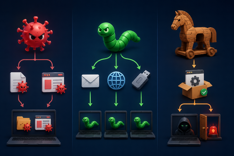 Phân biệt Virus với các loại Malware phổ biến