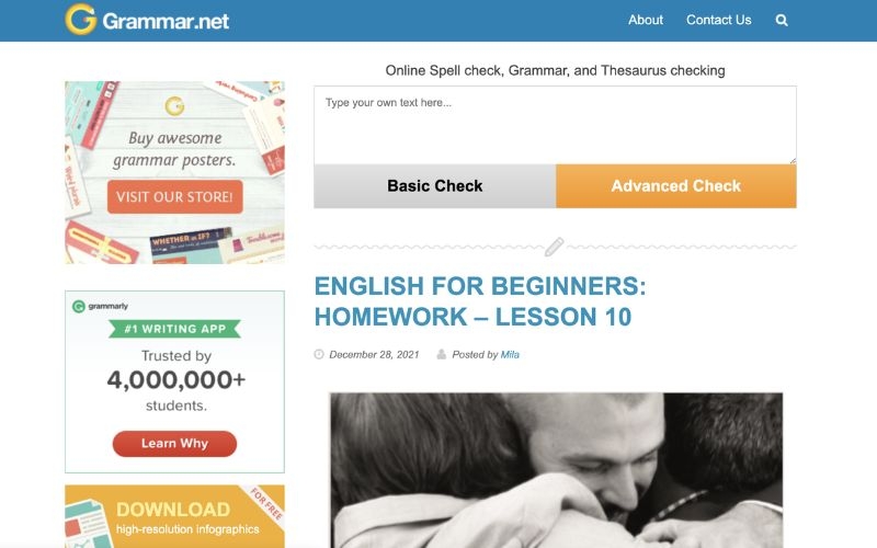 Web sắp xếp từ tiếng Anh - Grammar.net