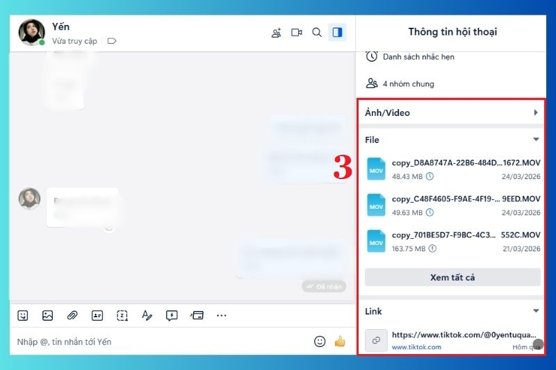 Xem lại hình ảnh, liên kết, file đã gửi qua Zalo ảnh 4