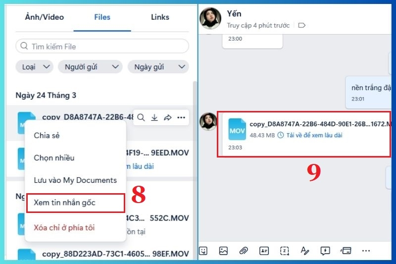 Xem lại hình ảnh, liên kết, file đã gửi qua Zalo ảnh 7