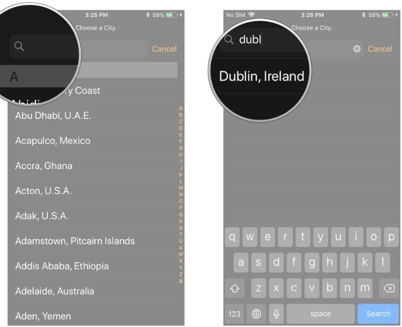 Sử dụng ứng dụng World Clock để xem thời gian trên toàn cầu bằng iPhone