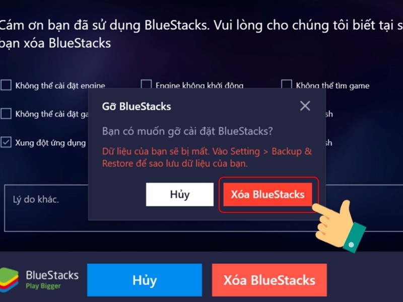 xóa Bluestacks trên máy tính 7