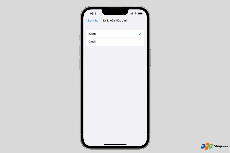 Cài đặt iCloud làm tài khoản mặc định: