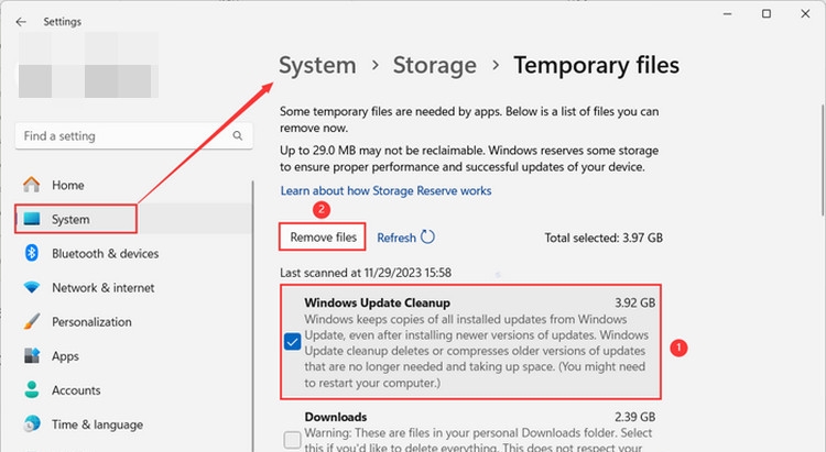 Xóa file update Win 11 - ảnh 2