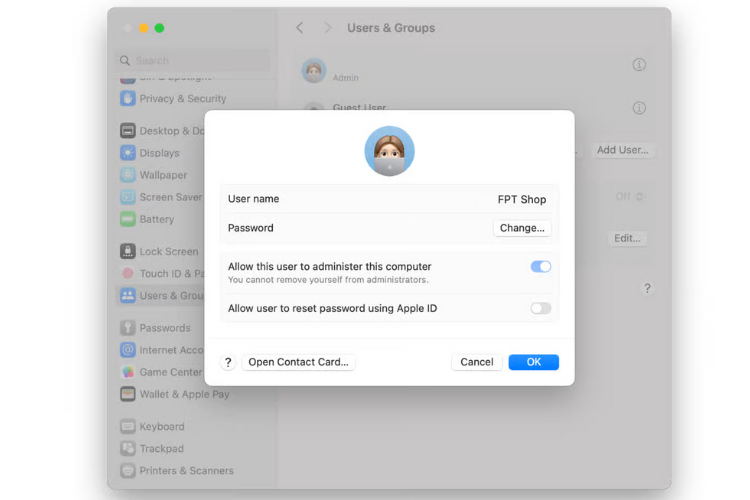 xoá người dùng trên macbook 2