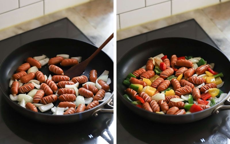 Làm xúc xích xào rau củ kiểu Hàn Quốc
