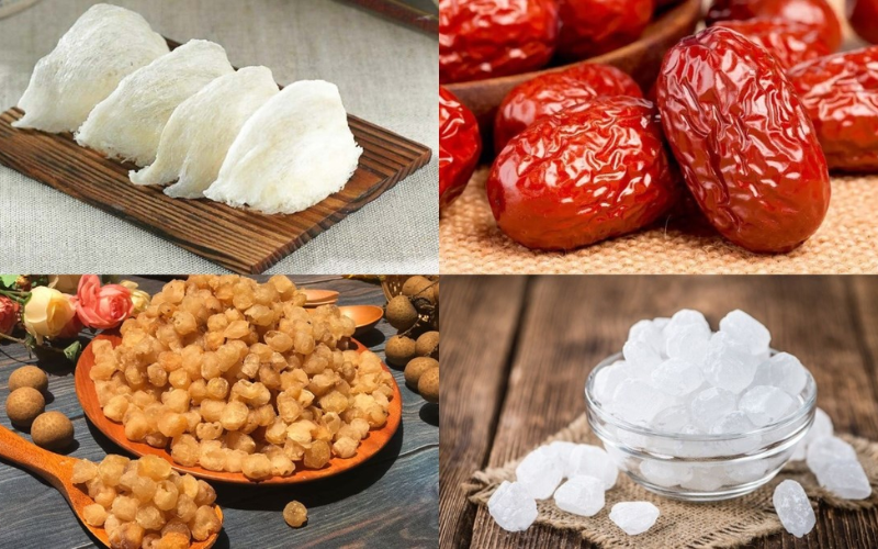 Nguyên liệu yến chưng táo đỏ nhãn nhục