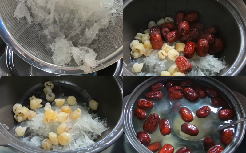 Các bước chưng yến táo đỏ nhãn nhục